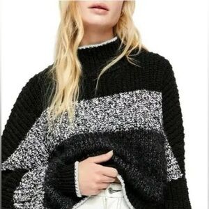 Free People Sunbrite Black and Gray Sweater
